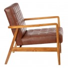 Lenestol brunt teak tre skinn 68x78x82 thumbnail
