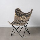Lenestol sort-taupe stoff-metall 75x75x95 thumbnail