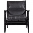 WOOOD HOUSTON ARMCHAIR REAL LEATHER BLACK thumbnail