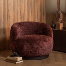 WOOLLY SWIVEL ARMCHAIR IN COARSE WEAVE CHENILLE - AUGERGINE thumbnail