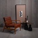 Lenestol brunt teak tre skinn 68x78x82 thumbnail