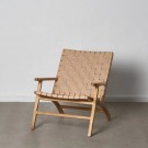 Lenestol beige teak tre-skinn 74x78x75 thumbnail