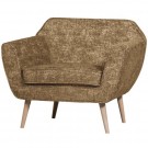 WOOOD ROCCO ARMCHAIR IN CHENILLE FABRIC - CARAMEL  thumbnail