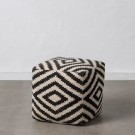 Puff hvit-sort stoffdekorering 45x45x45 thumbnail