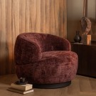 WOOLLY SWIVEL ARMCHAIR IN COARSE WEAVE CHENILLE - AUGERGINE thumbnail