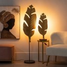TABLE LAMP LEAVE GOLD-BLACK METAL 24 X 24 X 65 CM thumbnail