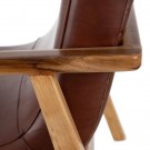 ARMCHAIR BROWN TEAK WOOD-LEATHER ROOM 65 X 76 X 83 CM thumbnail