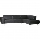 WOOOD STATEMENT CORNER SOFA RIGHT SUEDINE BLACK thumbnail