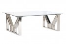 COFFEE TABLE STEEL GLASS 130X70X45 CHROMED thumbnail