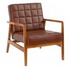 Lenestol brunt teak tre skinn 68x78x82 thumbnail