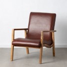 Lenestol brunt teak tre skinn 65x76x83 thumbnail