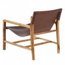 DENZZO Lenestol brunt teak tre skinn 69x82x82 thumbnail