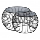 S/2 COFFE TABLE BLACK METAL-GLASS 89 X 80 X 51 CM thumbnail