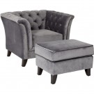 Fifth avenue sofa 1 seter grå velur, ben dempet svart thumbnail