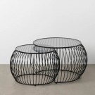 S/2 COFFE TABLE BLACK METAL-GLASS 89 X 80 X 51 CM thumbnail