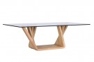 COFFEE TABLE WALNUT GLASS 130X70X42 10 MM, NATURAL thumbnail