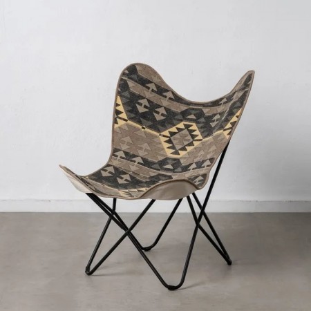 Lenestol sort-taupe stoff-metall 75x75x95
