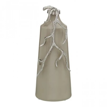 Dekorativ flaske beige-sølv 17x16x44