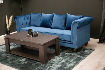 Velvet 3-seter sofa blå