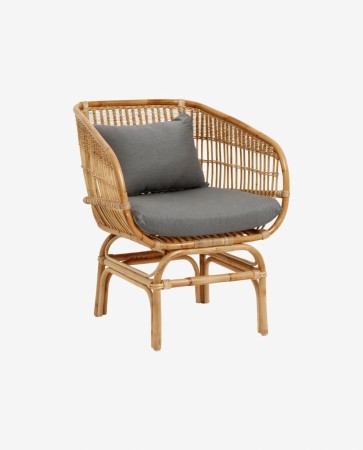 NORDAL BALI RATTAN ARMCHAIR W/GREY SEATING