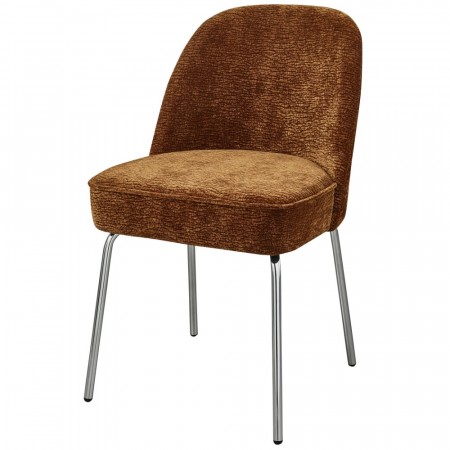 WOOOD VOGUE DINING CHAIR 3D CHENILLE MID BROWN CHROME