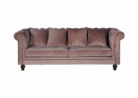 Velvet 3-seter sofa rosa 